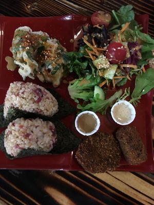 Lunch plate at Obon Shokudo in Portland