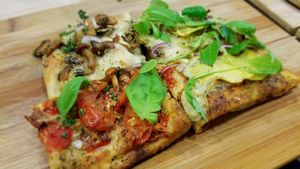 4 Different types of delicious vegan pizza toasted to perfection! at Pizz'arome in Strasbourg