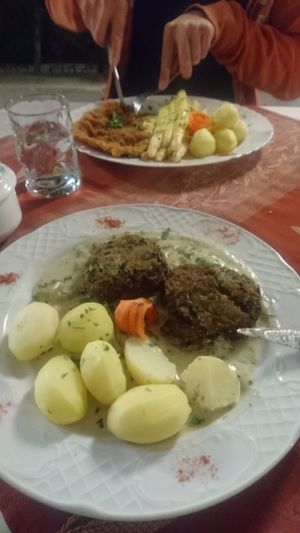 Champignon Frikadellen auf Schmorgurke (vegan)  - einfach köstlich  at Meson Aleman Atlantis in Gran Canaria