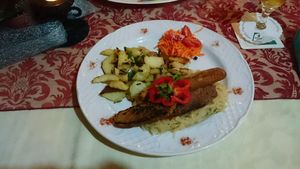 vegan ";bratwurst"; (sausage) at Meson Aleman Atlantis in Gran Canaria