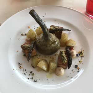 Il Tofu - tofu, potato, artichoke and the besst aspargus I've ever eaten. It Will cost you 24 € though ... at Mater Terrae in Rome