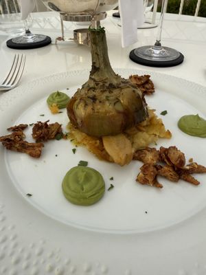 Artichoke and potato and seitan  at Mater Terrae in Rome