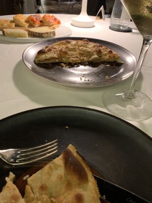 Focaccia with vegan cheese  at Mater Terrae in Rome