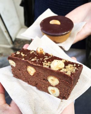 Chocolate hazelnut terrine & peanut butter cup at Theobroma in Valletta