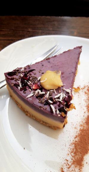 Amazing raw cheesecake at Theobroma in Valletta