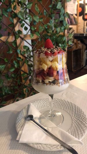 Soy yogurt with fruits and homemade muesli 😋😋 at Veganeats Caffe in Lisbon