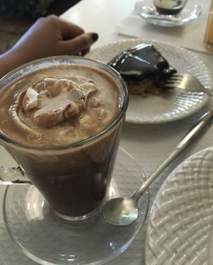 Almond cappuccino  at Veganeats Caffe in Lisbon