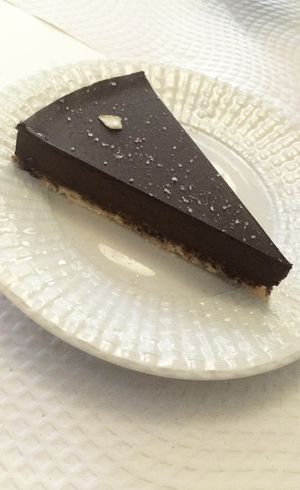 Chocolate cheesecake + salt at Veganeats Caffe in Lisbon