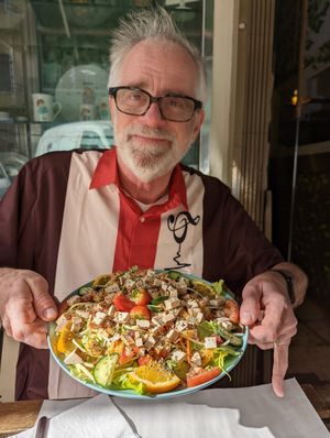 Smoked tofu salad at Veganeats Caffe in Lisbon