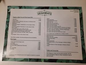 Menu at Veganeats Caffe in Lisbon