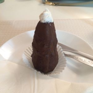 pyramide made out of different cakes, very delicious  at Veganeats Caffe in Lisbon