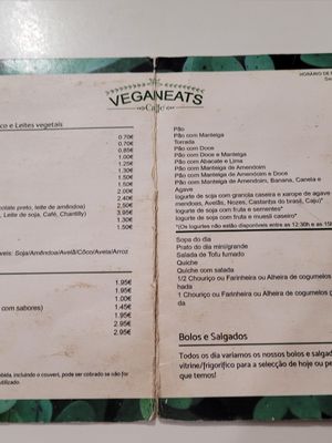 Menü portugiesisch at Veganeats Caffe in Lisbon