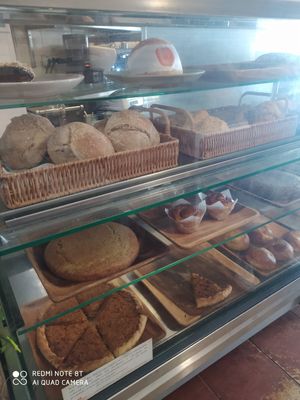 Bakery showcase at Veganeats Caffe in Lisbon