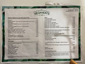 Menu 2020 at Veganeats Caffe in Lisbon