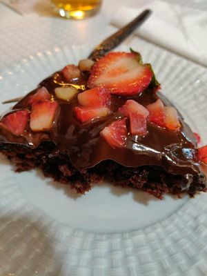 Chocolate Cake With Strawberries at Veganeats Caffe in Lisbon