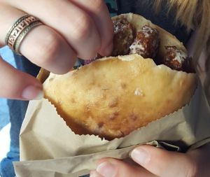 delicious falafel generously packed in a small pita. at U Satla in Prague