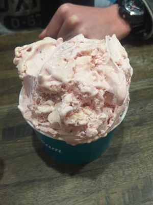 soy milk based raspberry and papaya ice cream at N'Ice Cream Factory in Warsaw