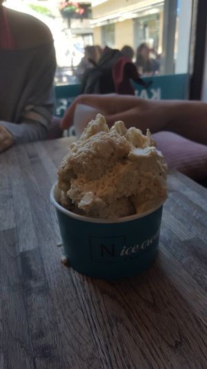 Soy-based salty-caramel+peanut-butter+mint.... not so good mix at N'Ice Cream Factory in Warsaw