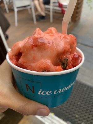 Strawberry, lemon, and mint nice cream at N'Ice Cream Factory in Warsaw