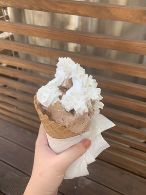 coffee ice cream with vegan whip  at N'Ice Cream Factory in Warsaw