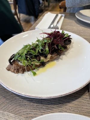Mushroom toast at Farmacy in West London
