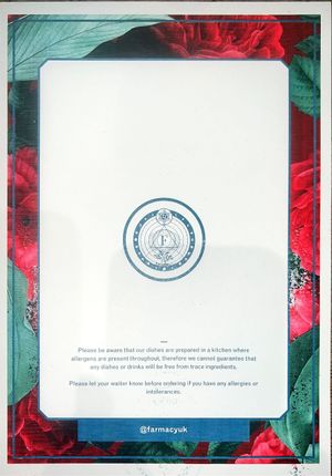 Back menu  at Farmacy in West London