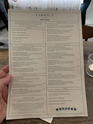 Menu  at Farmacy in West London