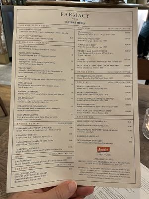 Menu  at Farmacy in West London