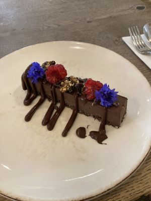 Raw chocolate torte  at Farmacy in West London