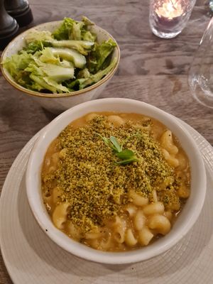 Truffle mac and cheese at Farmacy in West London