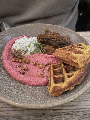 Falafel waffle   at Farmacy in West London