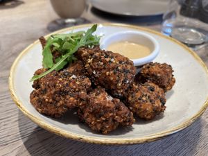 Cauliflower popcorn   at Farmacy in West London