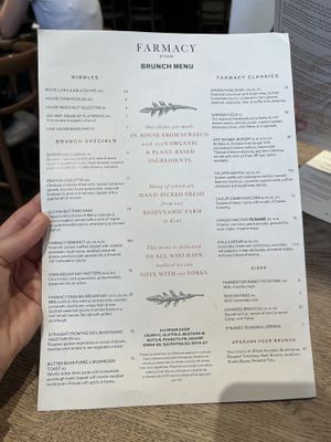 Menu   at Farmacy in West London