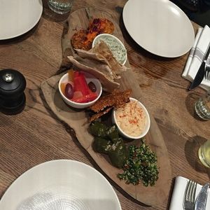 Mezze sharing platter at Farmacy in West London