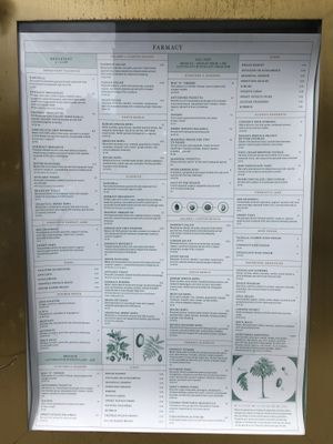 Menu at Farmacy in West London