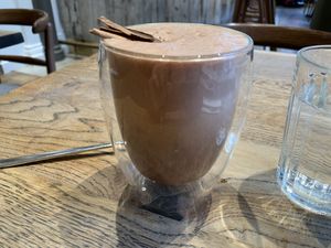 Ginger latte at Farmacy in West London