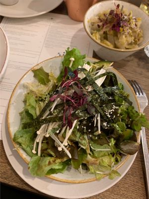 Small salad and kimchi, good but cannot say it was fantastic, a little desapoin at Farmacy in West London