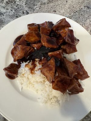 General Tso’s Tofu with white rice   at Sun Tong Luck Asian Cuisine in Columbus