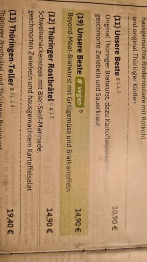 Unsere Beste Menue at Kartoffelhaus in Eisenach