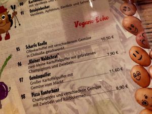 vegan menu at Kartoffelhaus in Eisenach
