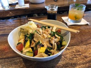 'aina chirashizushi (vegan poke) at Hilo Bay Cafe in Hilo