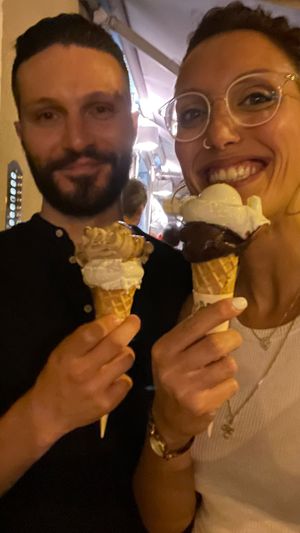 La nostra contentezza nel sentirci dire “il cono è vegano!” at Gelato Marco in Trieste