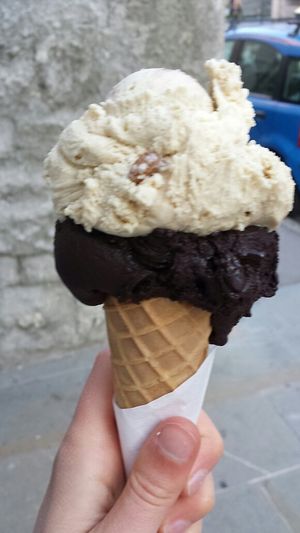vegan pistacchio and dark chocolate  at Gelato Marco in Trieste
