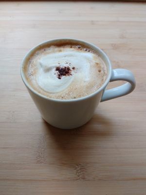 The Cappuccino at Oatmeal is huge, and delicious. It's made of vegan milk, and just as tasty as regular cappuccino, but cruelty-free. A real treat, and with 4€ it comes along rather cheap, I have to admit. What a treat. at Oatmeal in Paris