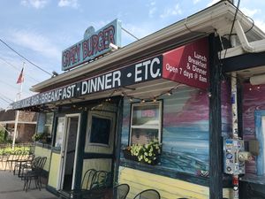 At night these chairs are filled with bodies to get in. The waiting long may be long but it's a testimonial to the amazing food and vegan selection. I didn't know it had vegan selections when we tried it. We went to check out what they had with all those people waiting to get in. at Crazy Burger in Narragansett