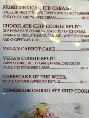 Vegan desserts  at Crazy Burger in Narragansett