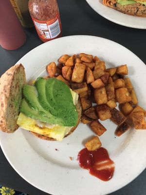 Vegan breakfast sandwich  at Crazy Burger in Narragansett