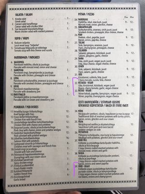 Only three meals vegan   at Eesti Pubi Ruuni in Tartu