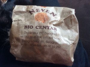 A bag of goodies! at Neven Biocentar in Belgrade