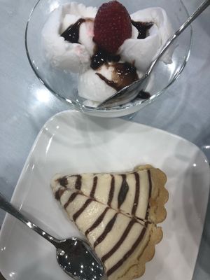 Chocolate Cheese cake and Coconut Icecream at Loving Hut in Fairfield